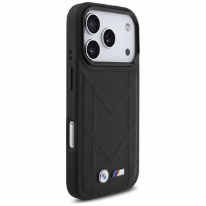 BMW M Quilted Logo MagSafe viedtālruņa apvalks iPhone 17 Pro - melns