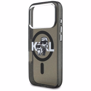 KARL LAGERFELD viedtālruņa apvalks IPHONE 17 Pro, ar magnētisko MagSafe, (KLHMP17LHGKCGKBK, IML Glitter k&C Sketch Logo) melns