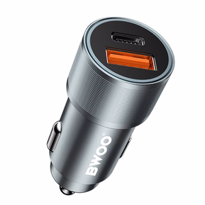Auto lādētājs Bwoo (CC73) (1xUSB; 1xUSB-C; 38W), melns