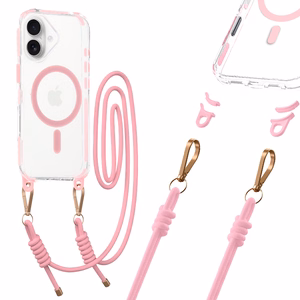 Tel Protect Strap Skaidrs viedtālruņa apvalks Iphone 17 rozā