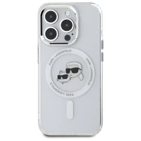 Karl Lagerfeld IML Metāla Karl&Choupette galva MagSafe apvalks iPhone 15 Pro Max - balts