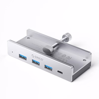Orico MH4PC Centrmezgls ar USB-C / 3x USB-A 3.0 + 1x USB-C 3.0 - sudraba krāsā