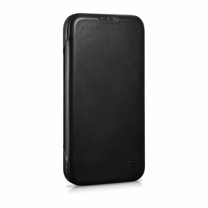 iCarer CE Oil Wax Premium ādas folio viedtālruņa apvalks iPhone 14 Plus Magnētiskais atveramais apvalks ar MagSafe Melns (AKI14220707-BK)