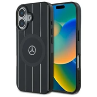 Mercedes MB divslāņu krustoto līniju Magnētiskais viedtālruņa iPhone 16 apvalks - melns