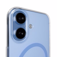 Puro Lite Mag TPU+PC apvalks MagSafe saderīgs viedtālrunim iPhone 17 - caurspīdīgs ar zilu gredzenu