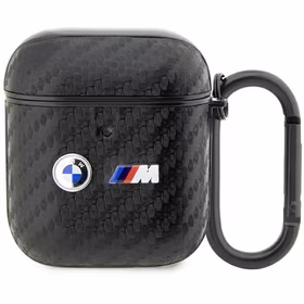 BMW BMA2WMPUCA2 AirPods 1/2 apvalks melns/melns oglekļa ar dubultu metāla logotipu
