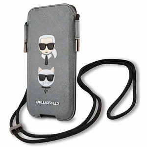 Karl Lagerfeld Saffiano Ikonik Karl&Choupette Head 6.1'' Soma - pelēka