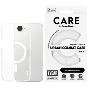 CARE by PanzerGlass Flagmanis Urban Combat Balta Magnētiskais iPhone 16e viedtālruņa apvalks - caurspīdīgs