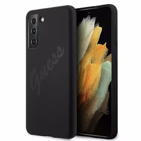 Viedtālruņa apvalks Guess GUHCS21MLSVSBK S21+ G996 melns/melns ciets apvalks Skripts Vintage