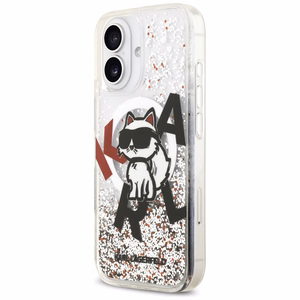 Karl Lagerfeld Šķidrais Spīdums Choupette Logo Magnētiskais Viedtālruņa apvalks iPhone 17 - Caurspīdīgs