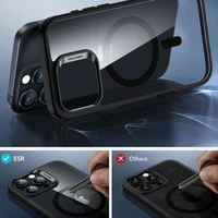 ESR Classic Hybrid Halolock Magnētiskais viedtālruņa apvalks + rūdītais stikls iPhone 16 Pro - caurspīdīgs ar melnu rāmi