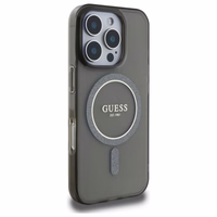 Guess IML Spīdums Aplis Magnētiskais viedtālruņa apvalks iPhone 16 Pro - melns