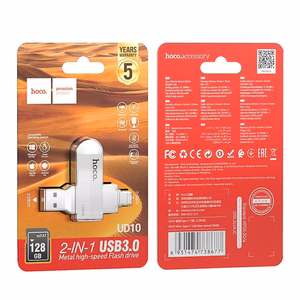 Pendrive 128GB USB 3.0 (USB A + USB C) Hoco UD10 silver