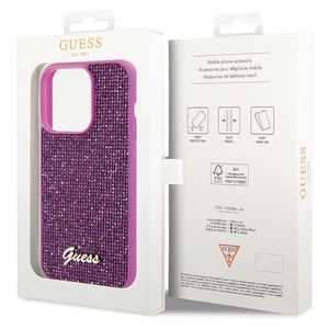 Guess Disko Metāla Uzraksts viedtālruņa apvalks iPhone 15 Pro - rozā