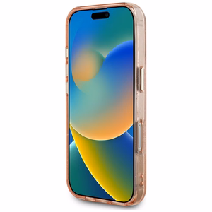 Guess IML Metal Glitter 4G Circle Triangle magnētiskais viedtālruņa apvalks iPhone 16 Pro Max - rozā