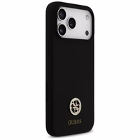 Guess Silikona Logo Strass 4G MagSafe Maciņš for iPhone 17 Pro Max - melns
