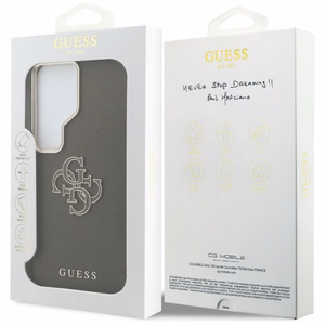 Guess maciņš Grained Big 4G Metal Logo priekš Samsung Galaxy S26 Ultra brūns