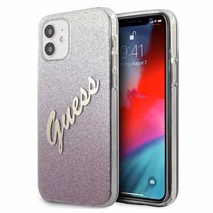 Guess GUHCP12SPCUGLSPI iPhone 12 mini 5.4" rozā/rozā cietais apvalks Glitter Gradient Script