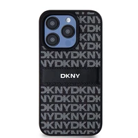 DKNY Ādas apvalks ar vienu šuvju un metāla logotipu iPhone 15 Pro Max - melns (m)