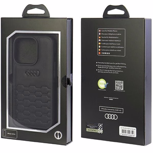 Audi GT Sintētiskā ādas viedtālruņa apvalks iPhone 15 Pro - melns