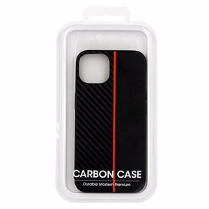 Tel Protect CARBON maciņš iPhone 12 Pro Max, melns ar sarkanu svītru
