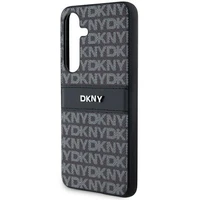 DKNY ādas Mono Stripe un Metal Logo viedtālruņa apvalks Samsung Galaxy S24 - melns