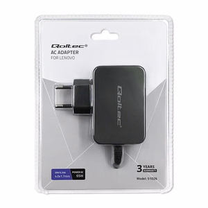 Qoltec 51026 barošanas adapteris iekštelpu/āra 65 W melns