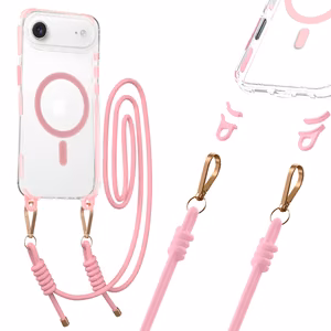 Tel Protect Strap Clear Case for iPhone 17 Air pink