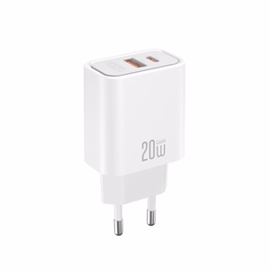 XO CE40 PD 20W sienas lādētājs, 1x USB-C, 1x USB, balts + USB-C–USB-C kabelis