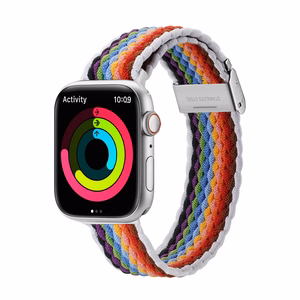 Dux Ducis siksniņa (Mixture II versija) Apple Watch SE siksniņa, 9, 8, 7, 6, 5, 4, 3, 2, 1 (41, 40, 38 mm) pīta josla gaišas svītras aproce