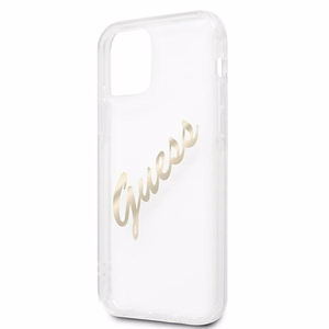 Guess GUHCP12MKTRSVGO iPhone 12/12 Pro 6.1" Caurspīdīgs cietais apvalks Vintage Script Zelta