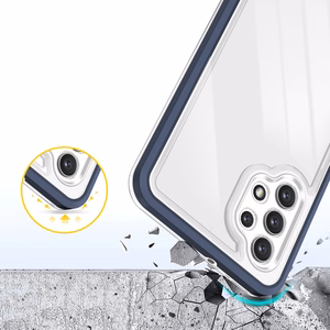 Прозрачный чехол 3in1 для Samsung Galaxy A72 4G гелевый с рамкой синий