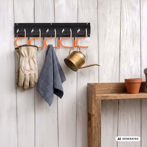 Maclean MC-193 pie sienas stiprināms dārza instrumentu organizators, tērauda, ar āķiem, maksimālā slodze 30 kg, platums 40 cm