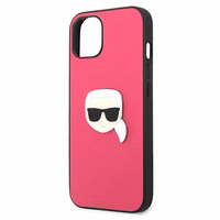 Karl Lagerfeld Ādas Ikonik Karl's Head Metāla apvalks iPhone 13 mini - rozā