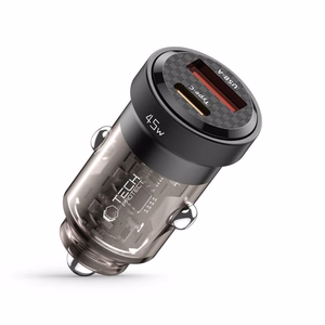 Tech-Protect CC45W automašīnas lādētājs USB-C PD 45W / USB-A QC 3.0 - melns
