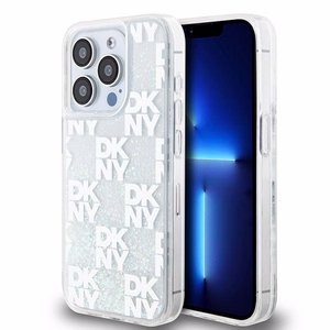 DKNY šķidrā spīduma vairāku logotipu viedtālruņa apvalks iPhone 15 Pro - balts