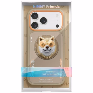 Nimmy Glasses Cool suņa magnētiskais viedtālruņa apvalks iPhone 17 Pro - bēšs
