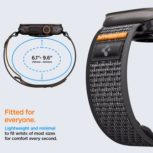 Spigen Athlex Air 2 siksniņa Apple Watch 8 / 9 / 10 / 11 / SE / Ultra (44 / 45 / 46 / 49 mm) melna / oranža