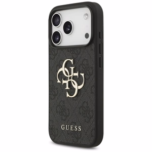 Guess PU 4G Metal Logo vāciņš Apple iPhone 18 Pro, pelēks