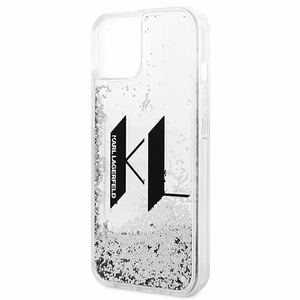 Karl Lagerfeld Liquid Glitter Big KL viedtālruņa apvalks iPhone 14 - sudraba