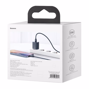 Baseus Super Si 1C ātrās uzlādes lādētājs USB Type C 20W Power Delivery + USB Type C - Lightning kabelis 1m zils (TZCCSUP-B03)