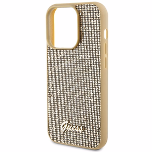 Guess Disko Metāla Uzraksts viedtālruņa apvalks iPhone 15 Pro - zelta