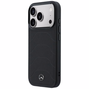 Mercedes Leather Mesh with Bow Line MagSafe maciņš iPhone 17 Pro Max, melns