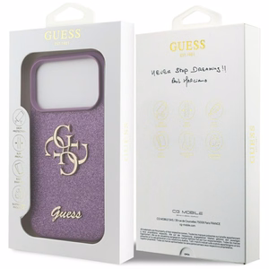 Guess Fiksēts Mirdzošs Liels 4G viedtālruņa apvalks iPhone 17 Pro - violeta