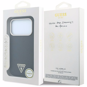 Guess Kevlar Triangle Logo MagSafe maciņš modelim iPhone 17 Pro / 18 Pro – krāsa: melna