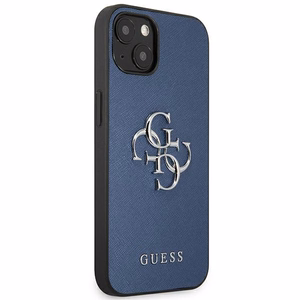Guess GUHCP13SSA4GSBL iPhone 13 mini 5.4" zils/zils cietais apvalks Saffiano 4G Metāla Logotipa