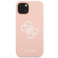 Guess GUHCP13SLS4GWPI iPhone 13 mini 5.4 silikona 4G logotipu kietais apvalks - rozā