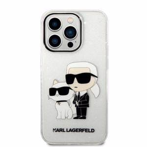 Karl Lagerfeld Glitter Karl&Choupette maciņš iPhone 14 Pro – caurspīdīgs