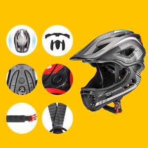 Rockbros TT-32SBTG-S bērnu velosipēda ķivere ar noņemamu zoda aizsargu, izmērs S - pelēka