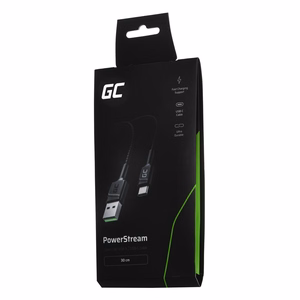 Green Cell KABGC25 USB-A–USB-C kabelis, 0.3 m, melns
